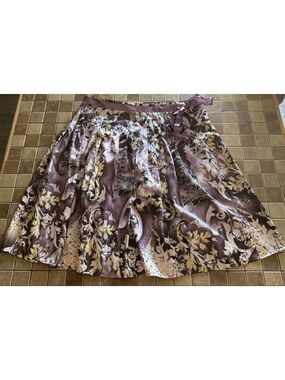 Women's Worthington Purple Cream Patterned A-Line Skirt Size 16
